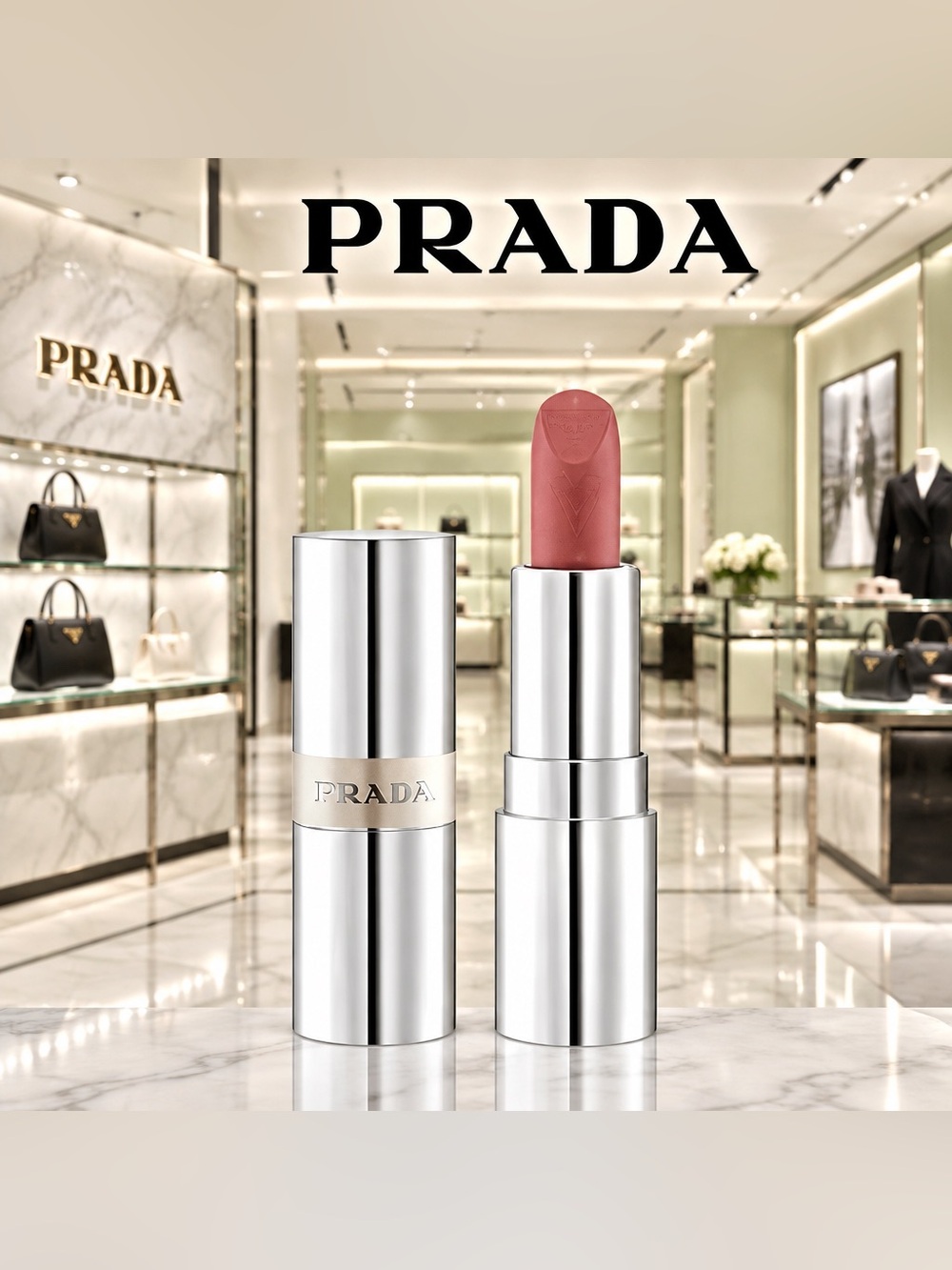 Prada monochrome hyper matte mini lipstick b02 quartz 0.04 oz (1.3 g)